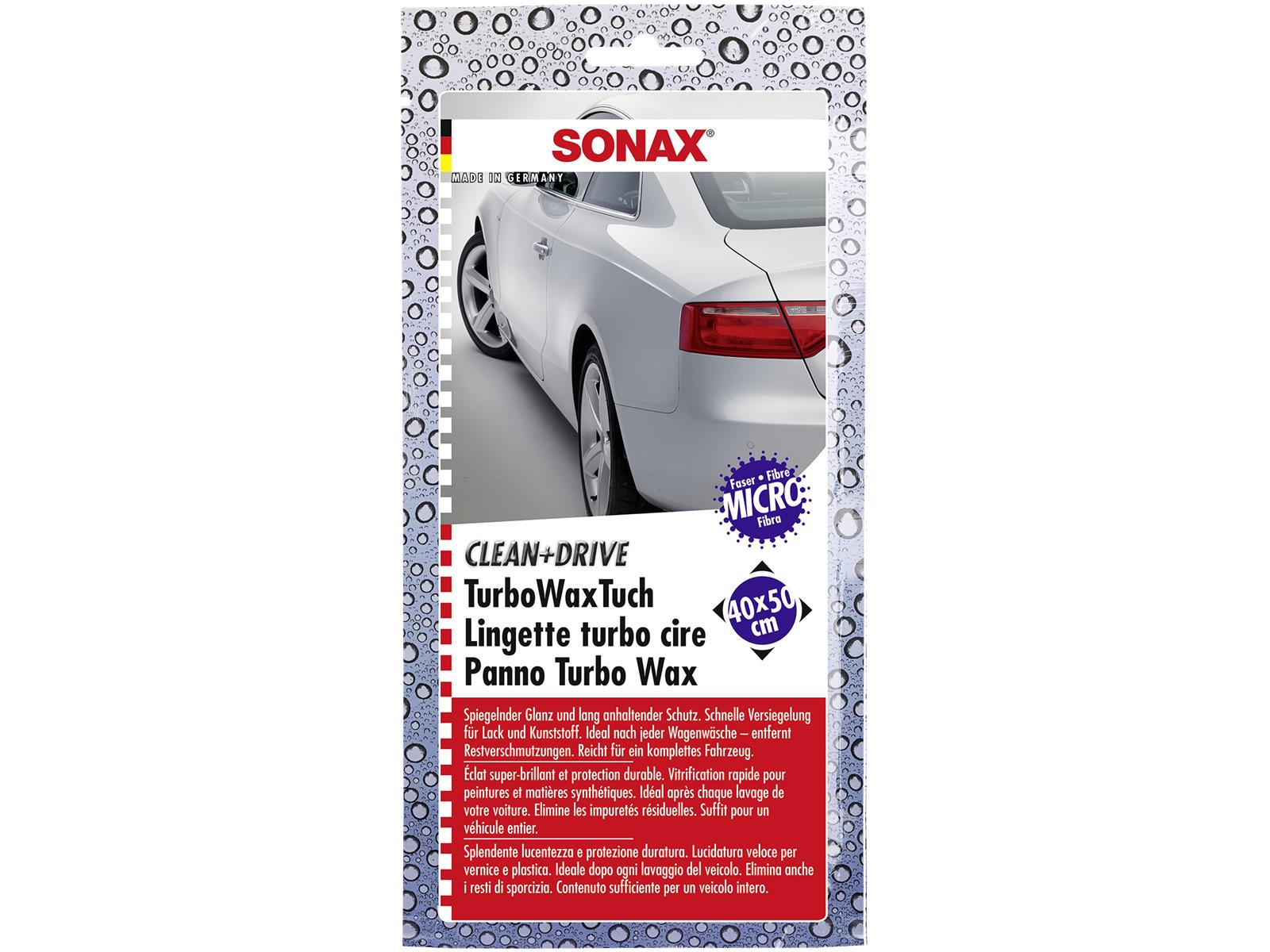 SONAX 04140000 Clean+Drive TurboWaxTuch 40x50 Thekendisplay 1 Stück