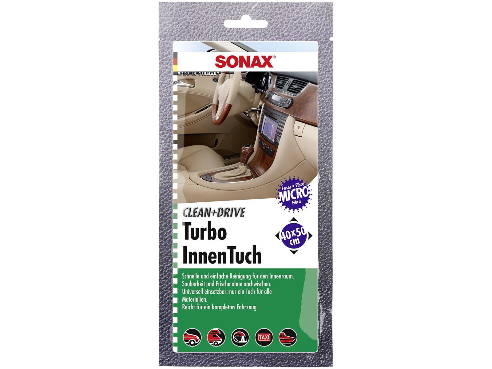 SONAX 04130000 Clean+Drive TurboInnenTuch 40x50 Thekendisplay 1 Stück