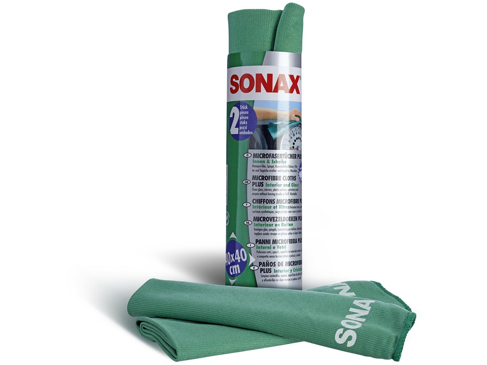 SONAX 04165410 MicrofaserTücher PLUS Innen & Scheibe (2 St.) 2 Stück